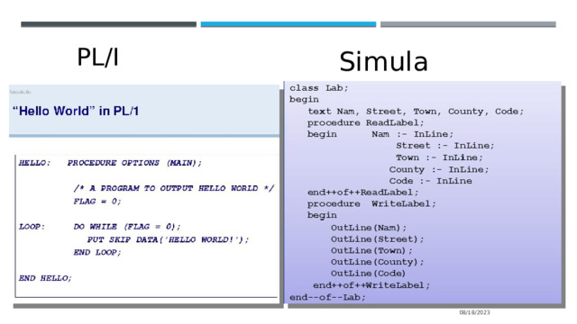PL/I Simula 08/18/2023 