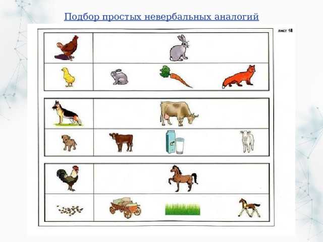 Подбор простых невербальных аналогий 