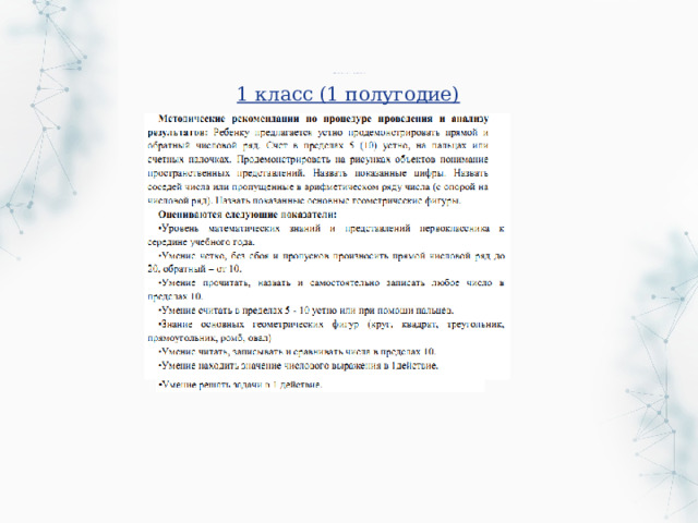 Сформированность учебных навыков по математике.    1 класс (1 полугодие) 