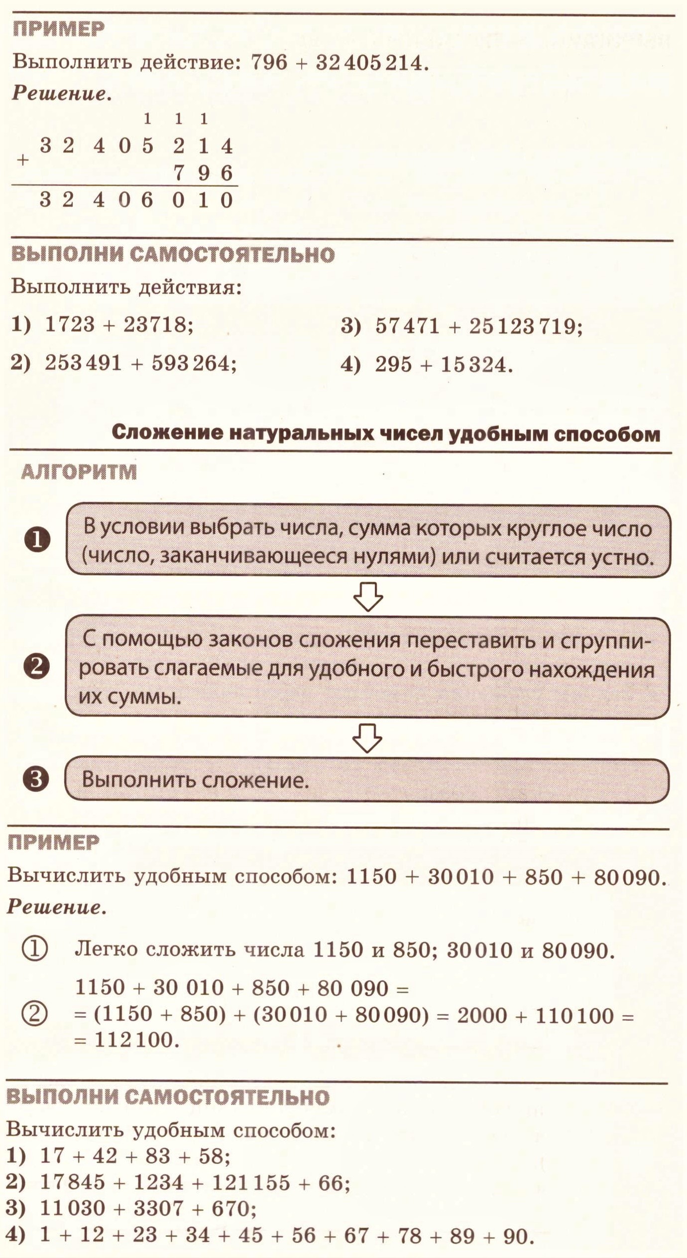 Арифметические действия над натуральными числами: теория, алгоритмы и примеры  решения типовых задач