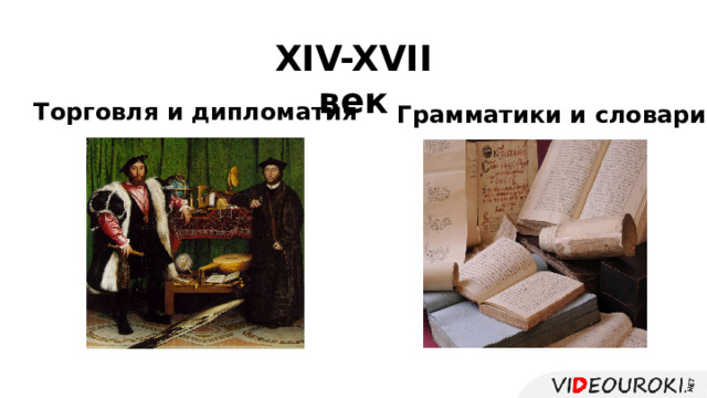 XIV-XVII век Торговля и дипломатия  Грамматики и словари 