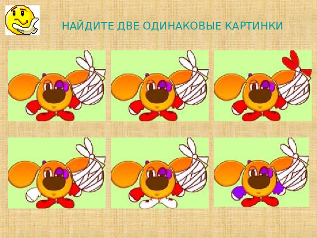 НАЙДИТЕ ДВЕ ОДИНАКОВЫЕ КАРТИНКИ             