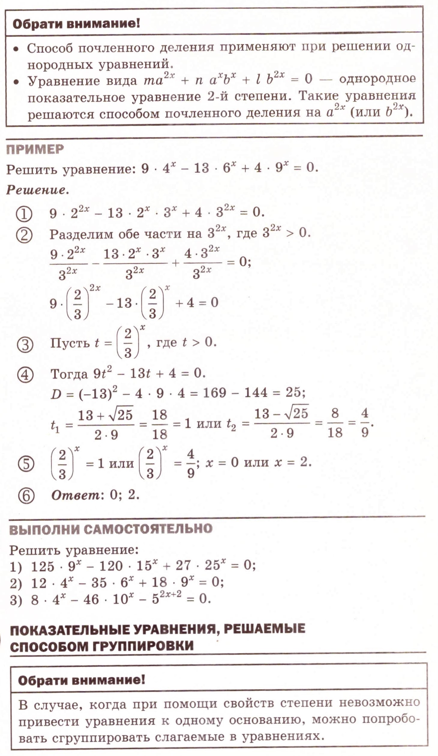 Показательные уравнения и их системы: теория, алгоритмы и примеры решения  типовых задач