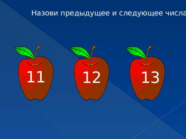 Назови предыдущее и следующее числа: 11   12   13   