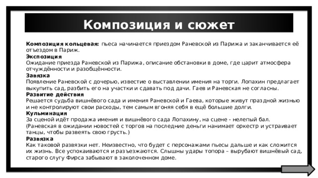 Чьей репликой заканчивается вишневый сад. Проблематика пьесы вишневый сад презентация. Проблематика комедии вишневый сад. Жанр пьесы вишневый сад. Система образов вишневый сад.