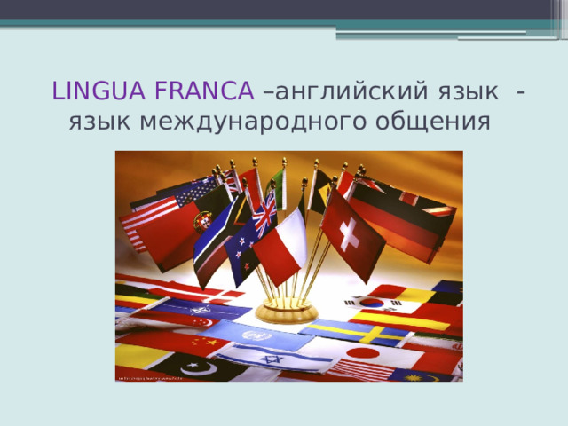  LINGUA FRANCA –английский язык -язык международного общения 