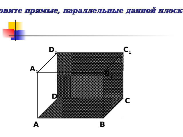 Назовите прямые, параллельные данной плоскости D 1 С 1 А 1 В 1 D С А В 