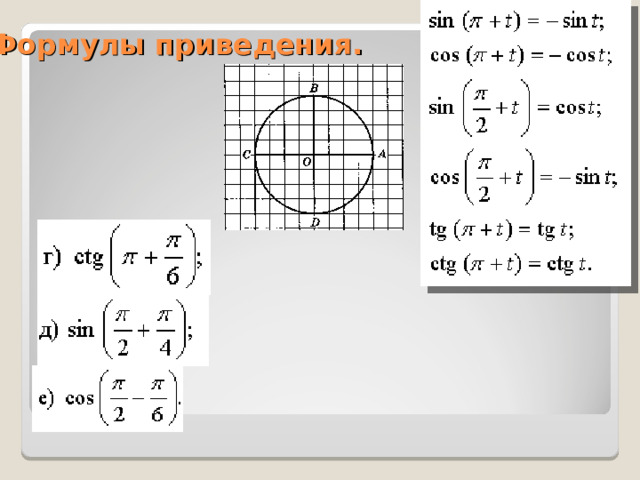  Формулы приведения. 