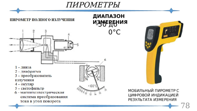 ПИРОМЕТРЫ ДИАПАЗОН ИЗМЕРЕНИЯ -50 до 3000°С МОБИЛЬНЫЙ ПИРОМЕТР С ЦИФРОВОЙ ИНДИКАЦИЕЙ РЕЗУЛЬТАТА ИЗМЕРЕНИЯ  