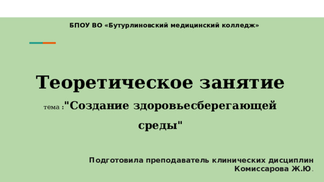 Организация здоровьесберегающей среды.