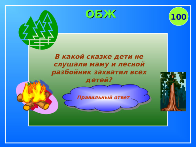 ОБЖ 100 В какой сказке дети не слушали маму и лесной разбойник захватил всех детей? Правильный ответ  