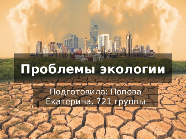 Проблемы экологии Подготовила: Попова Екатерина, 721 группы 