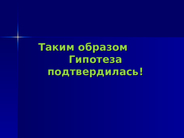 Таким образом Гипотеза подтвердилась! 