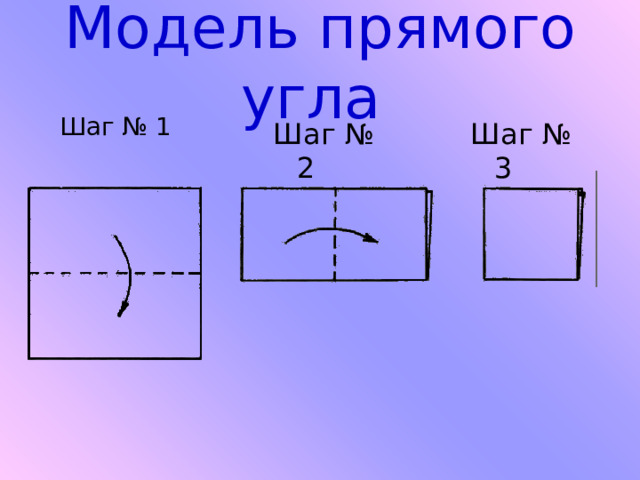 Модель прямого угла Шаг № 1 Шаг № 2 Шаг № 3 