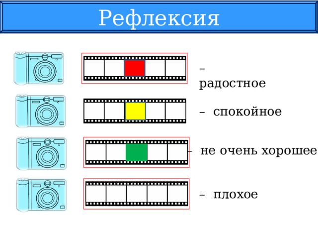 Рефлексия – радостное – спокойное – не очень хорошее – плохое   