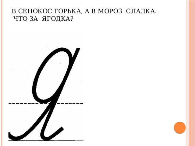 В сенокос горька, а в мороз сладка.  Что за ягодка?   