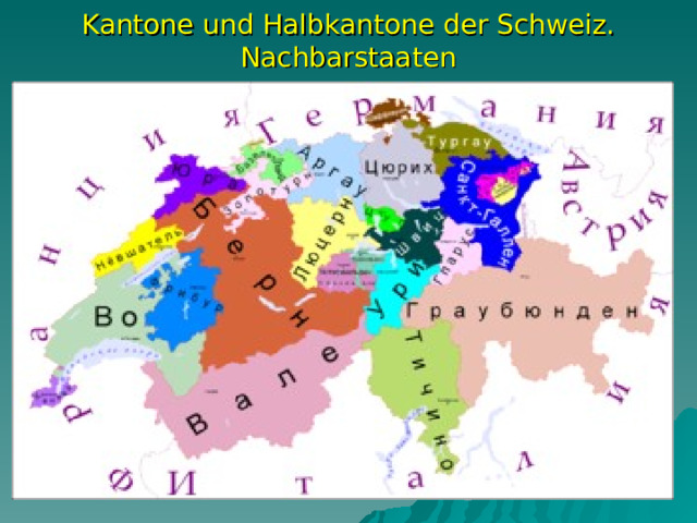 Kantone und Halbkantone der Schweiz. Nachbarstaaten 