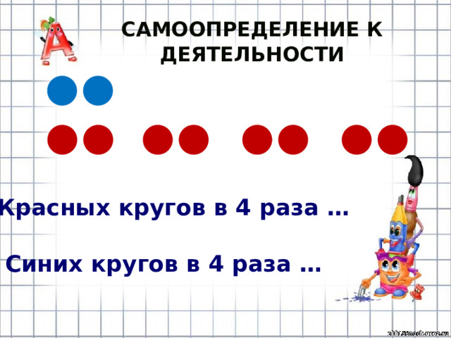 Самоопределение к деятельности Красных кругов в 4 раза … Синих кругов в 4 раза … 