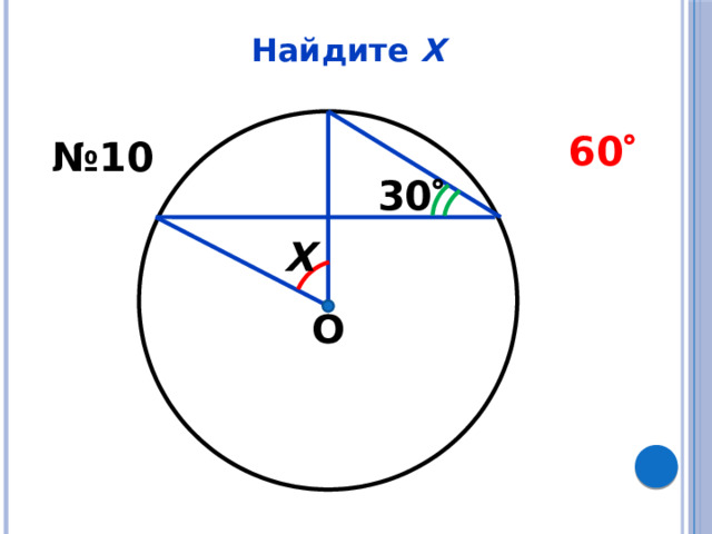 Найдите Х 60  № 10 30  Х О 