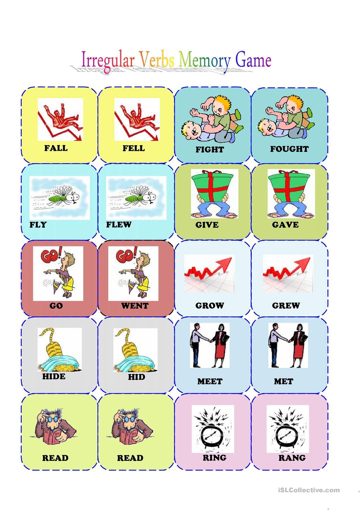 Irregular verbs wordwall game