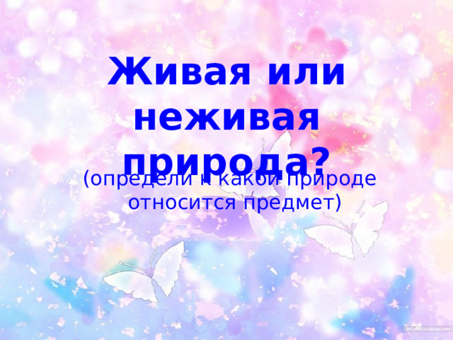 Живая или неживая природа?  (определи к какой природе относится предмет) 
