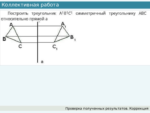 Коллективная работа Проверка полученных результатов. Коррекция 