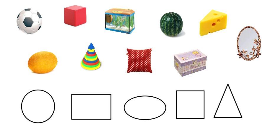 Квадрат треугольник шар. Предметы геометрической формы. Предметы разной геометрической формы. Предметы разных геометрических форм для детей. Соотнесение геометрических форм и предметов.