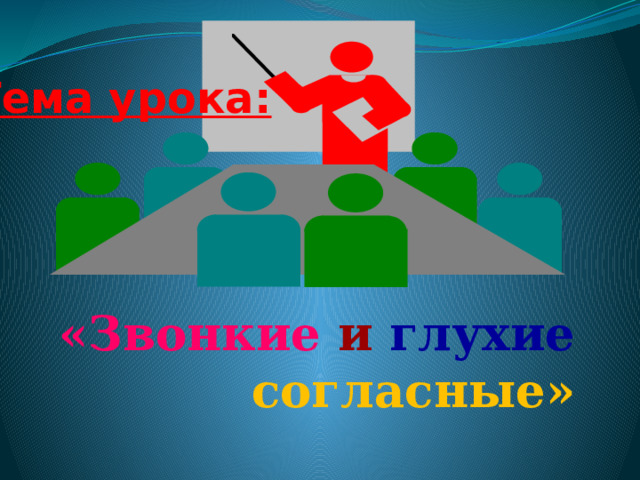 Тема урока: «Звонкие и  глухие согласные» 