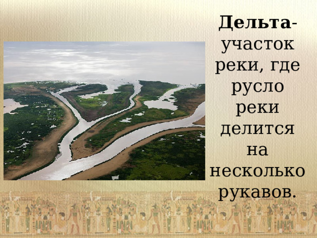 Дельта -участок реки, где русло реки делится на несколько рукавов. 