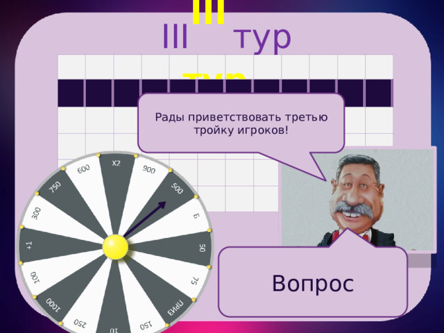 III тур  Б III тур а а а а а а а а а а а а Рады приветствовать третью тройку игроков! Вопрос 
