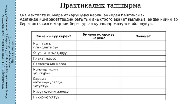 МУГАЛИМДЕРДИН ПРОФЕССИОНАЛДЫК ӨСҮРҮҮСҮ 