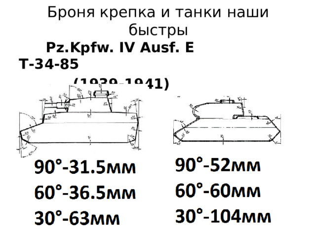 Броня крепка и танки наши быстры  Pz.Kpfw. IV Ausf. E Т-34-85  (1939-1941) (1944) 