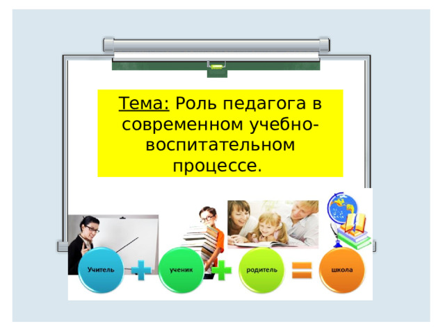 Тема: Роль педагога в современном учебно-воспитательном процессе. 