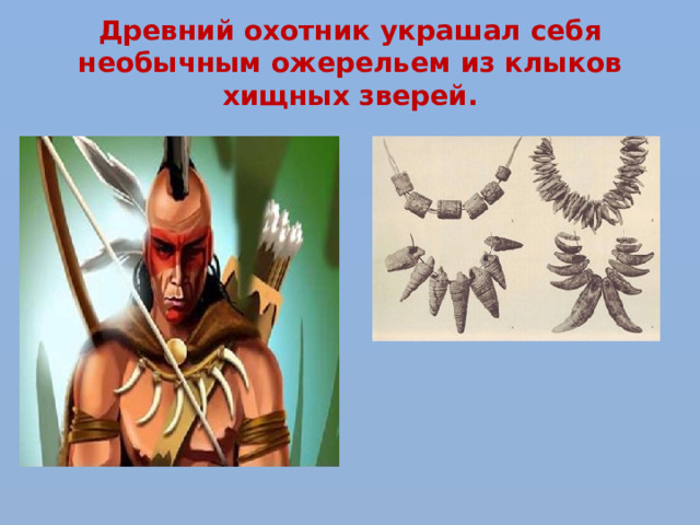 Древний охотник украшал себя необычным ожерельем из клыков хищных зверей. 