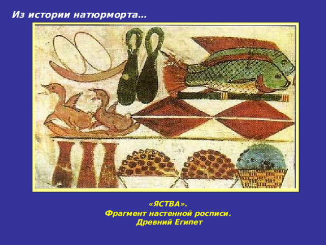 Из истории натюрморта… «ЯСТВА».  Ф рагмент настенной росписи.  Древний Египет 