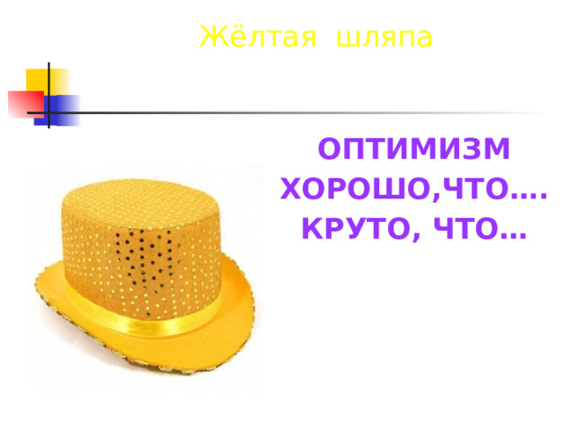 Жёлтая шляпа ОПТИМИЗМ ХОРОШО,ЧТО…. КРУТО, ЧТО… 