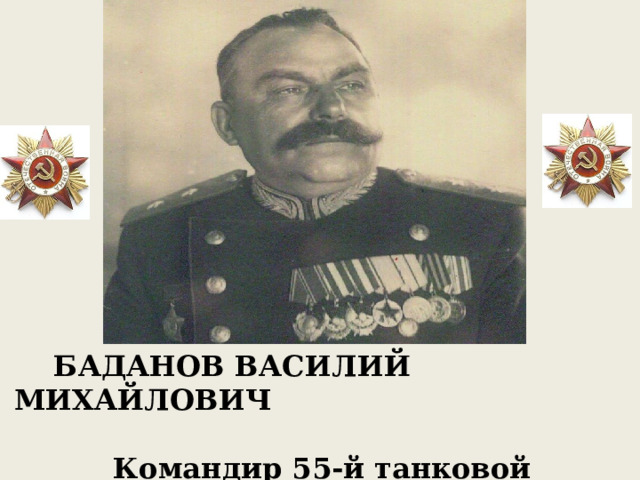  БАДАНОВ ВАСИЛИЙ МИХАЙЛОВИЧ   Командир 55-й танковой дивизии 