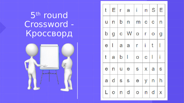 5 th round  Crossword - Кроссворд 