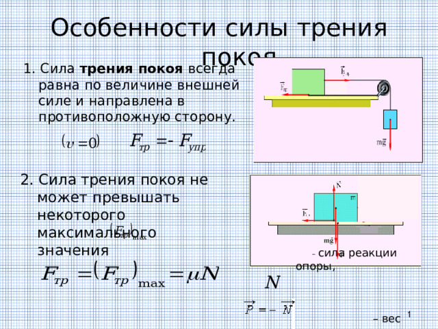 Максимальное сила трения покоя