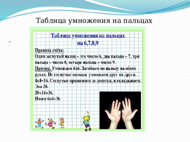 Таблица умножения на пальцах . 