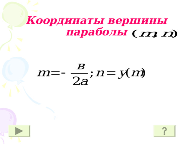 Координаты вершины параболы 