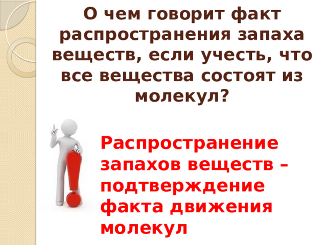 Распространение запаха одеколона в классной комнате это