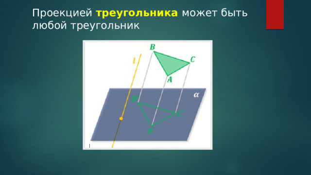 Проекцией треугольника может быть любой треугольник 