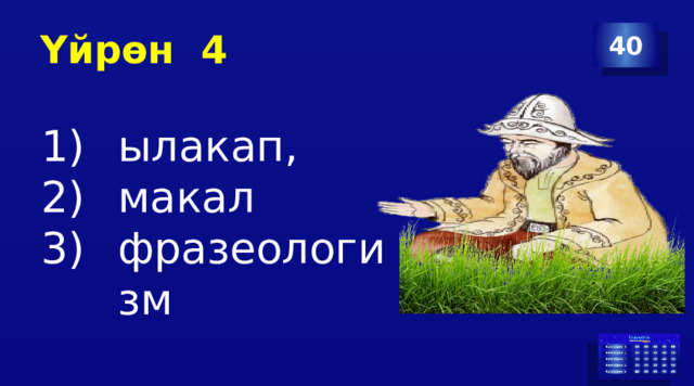 Үйрөн 4 40 ылакап, макал фразеологизм 