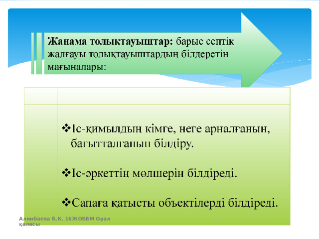 Алимбаева Б.К. 16ЖОББМ Орал қаласы  