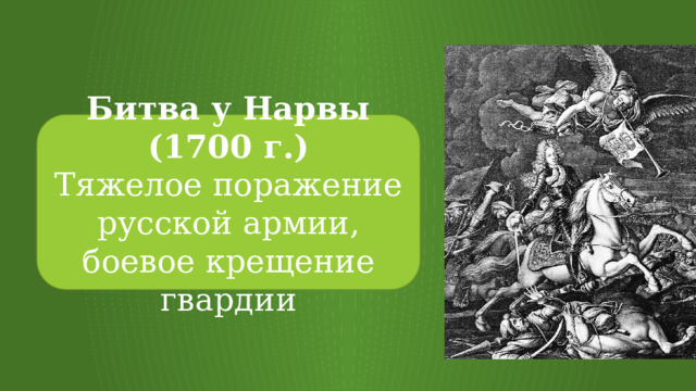 Битва у Нарвы (1700 г.) Тяжелое поражение русской армии, боевое крещение гвардии 