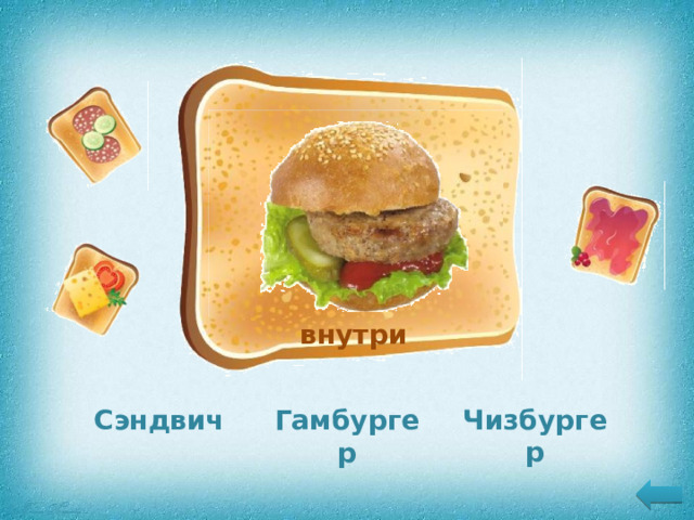 Разновидность закрытых бутербродов с большой горячей мясной котлетой внутри Сэндвич Чизбургер Гамбургер 