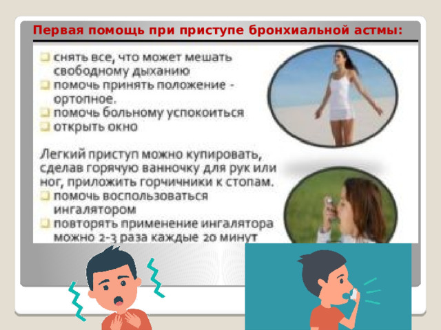 Первая помощь при приступе бронхиальной астмы: 