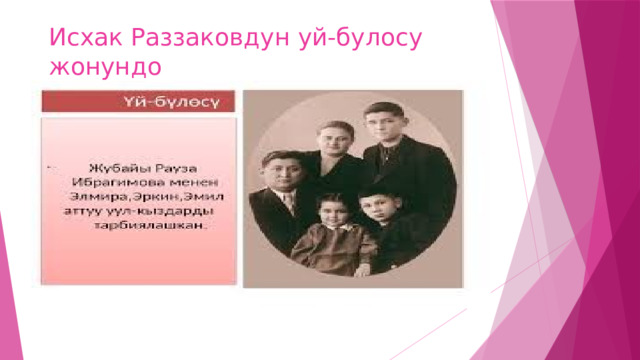 Исхак Раззаковдун уй-булосу жонундо 