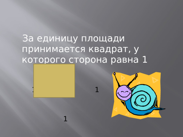  За единицу площади принимается квадрат, у которого сторона равна 1  1   1 1  1 
